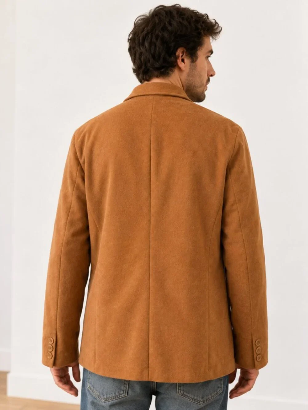 Mens Brown Suede Look Blazer Jacket New | 238